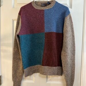 Vintage Colorblock Wool Crewneck Sweater - Multicolor